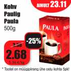 Allahindlus - Kohv
Paulig
Paula
500g