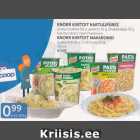 Allahindlus - KNORR KIIRTOIT KARTULIPÜREE juustu-brokkoli 50 g, peeekoni 51 g, lihapallidega 53 g; KNORR KIIRTOIT MAKARONID juustu-ürdi 59 g, Carbonara 55 g