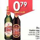 Õlu Tšehhi 1795 .hele õlu, 4,7% .tume õlu, 4,5%