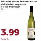 Saksamaa Johann Brunner kaitstud
päritolunimetusega vein
Riesling Rheinhessen
75 cl