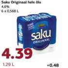 Saku Originaal hele õlu
4,6%
6 x 0,568 L