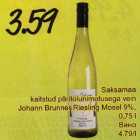 Saksamaa kaitstud päritolunimetusega vein Johann Brenner Risling Mosel 9%, 0,75 l