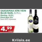 SAKSAMAA KPN VEIN
BLUE NUN, 0,75 L
Riesling 10,5%,
Pinot Noir 12%