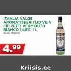 ITAALIA VALGE
AROMATISEERITUD VEIN
FILIPETTI VERMOUTH
BIANCO 14,8%, 1 L