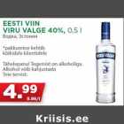 Allahindlus - EESTI VIIN
VIRU VALGE 40%, 0,5 l