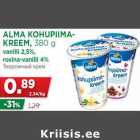 ALMA KOHUPIIMAKREEM,
380 g
vanilli 2,5%,
rosina-vanilli 4%