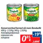 Консервированный
горошек или
кукуруза