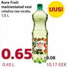 Aura Fruit maitsestatud vesi rohelise tee-virsiku 1,5 L