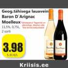 Geogr.tähisega lauavein Baron D´Arignac Moelleux 