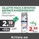 GILLETTE MACH 3 IRITATION
DEFENCE RASEERIMISVAHT
250 ml