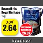 Allahindlus - Basmati riis
Royal Heritage
1kg