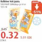 Balbiino Yeti jäätis šokolaadi tükkidega ja iirise