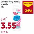 Gillette Simply Venus 3 raseerija 4 tk