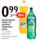 Karastusjook Sprite või apelsinimaitseline Fanta, 2 L