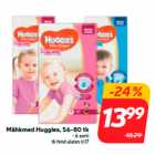 Подгузники Huggies, 56-80 шт.
