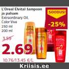 L’Oreal Elvital šampoon
ja palsam