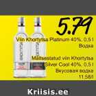 Viin Khortytsa Platinum 40%, 0,5 l;Maitsestatud viin Khortytsa Silver Cool 40%, 0,5 l