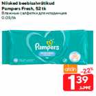 Niisked beebisalvrätikud
Pampers Fresh, 52 tk

