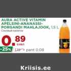 AURA ACTIVE VITAMIN
APELSINI-ANANASSIPORGANDI
MAHLAJOOK, 1,5 L