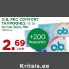 Allahindlus - O.B. PRO COMFORT
TAMPOONID, 16 tk
Normal, Super, Mini