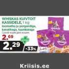 Allahindlus - WHISKAS KUIVTOIT
KASSIDELE, 1 kg
loomaliha ja porgandiga,
kanalihaga, tuunikalaga