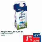 Allahindlus - Täispiim Alma, 3,8-4,2%, 2 l
