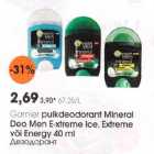 Allahindlus - Garniеr pulkdeodorant Mineral Deo Men E-xtreme lce, Extreme või Energy 40 ml