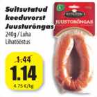 Suitsutatud
keeduvorst
Juusturõngas