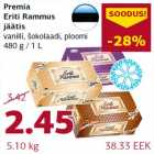 Allahindlus - Premia Eriti Rammus jäätis vanilli, šokolaadi, ploomi 480 g/1 L