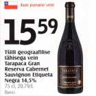 Tilli geograafilise tähisega vein Tarapaca Gran Reserve Cabernet Sauvignon Etiqueta Negra