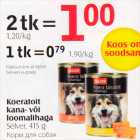 Koeratoit kana- või loomalihaga