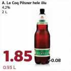 Магазин:Comarket,Скидка:Пиво A. Le Coq Pilsner 4,2%,
2 L