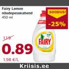Allahindlus - Fairy Lemon
nõudepesuvahend
450 ml