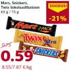 Mars, Snickers,
Twix šokolaadibatoon