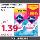 Allahindlus - Libresse Normal Duo
pesukaitsmed
40 tk