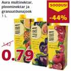 Мультиктар,
сливовый нектар и
гранатовый напиток Aura,
1 л