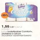 Allahindlus - Lotus tualettpaber Comfort+,3-kihiline