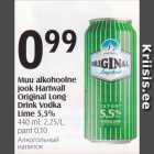 Allahindlus - Muu alkohoolne jook Hartwall Original Long Drink Vodka Lime