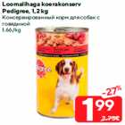 Loomalihaga koerakonserv
Pedigree, 1,2 kg
