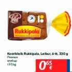 Koorikleib Rukkipala, Leibur, 6 tk, 330 g
