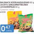 BALSNACK KÜÜSLAUGULEIVAD 80 G JUUSTU-SIBULAMAITSELISED LEIVAKRÕPSUD 80 G