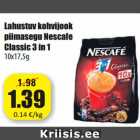 Allahindlus - Lahustuv kohvijook
piimasegu Nescafe
Classic 3 in 1