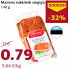 Allahindlus - Mamma rukkileib singiga
140 g