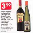 Ungari kaitstud geograafilise tähisega vein Törley Cuvee Rouge 12% või kaitstud päritolunimetusega vein Törley Muscotaly