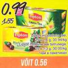 Allahindlus - Lipton mustsõstra tee 25 x 1,6 g; Lipton roheline tee tsitrusega, 25 x 1,3 g
