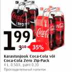 Allahindlus - Karastusjook Coca-Cola või Coca-Cola Zero Zip-Pack 4 l
