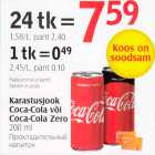 Allahindlus - Karastusjook Coca-Cola või Coca-Cola Zero 200 ml