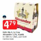 Allahindlus - Hele õlu A. Le Coq
Alexander 5,2%, 6-pakk