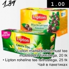 Allahindlus - 
.Lipton maitsestatud must tee mustsõstra tükkidega, 20 tk .Lipton roheline tee tsitrustega, 25 tk