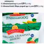HÄRMAVILI 12. Külmutatud panniroog 400 g; 13. Külmutatud brokoli, lillkapsa, porgandi segu